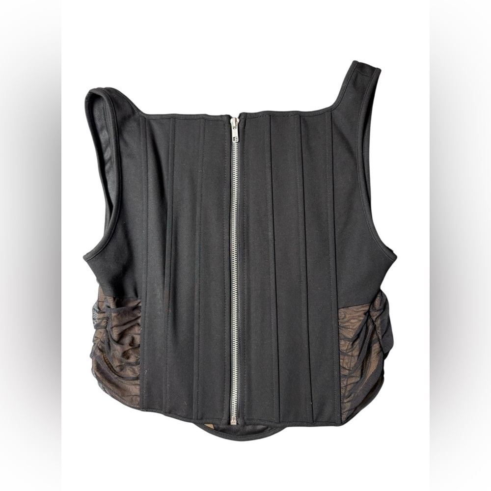 I.AM.GIA Black Corset Crop Top with Mesh Panels – Estimated Large - Picture 3 of 6